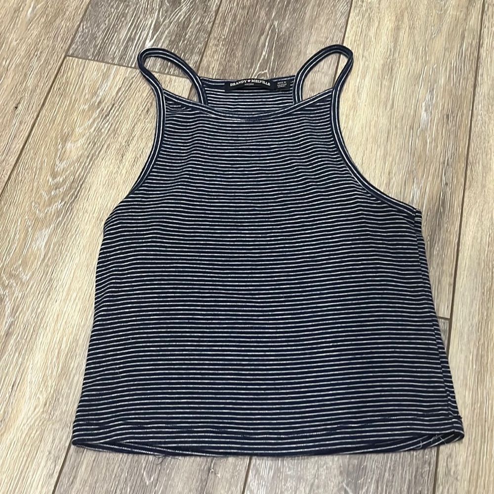 Brandy Melville One Size Blue/White Stripped Tank